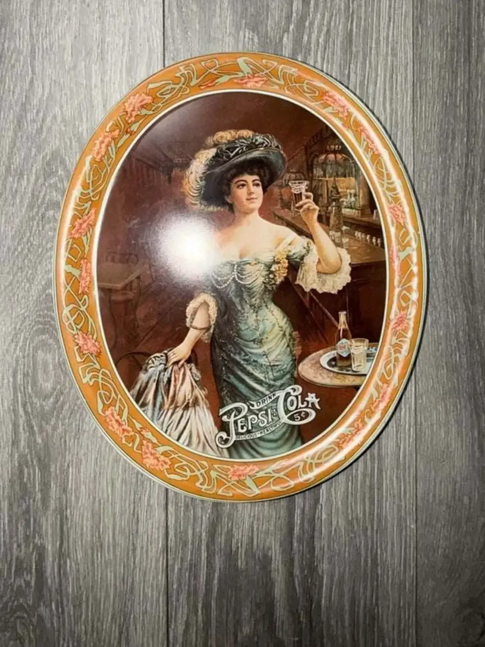 Vintage Pepsi-Cola Oval Serving Tray Featuring Victorian Woman
